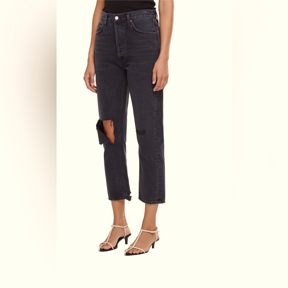 Agolde Riley High Rise Straight Crop Jeans in “Contraband”